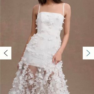 Anthropology Helsi Audrey Square-Neck Floral Applique Sheer Midi Dress